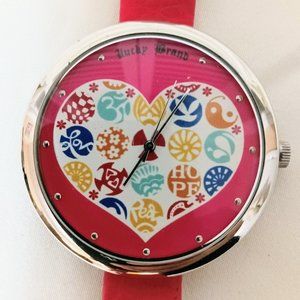Lucky Brand - Lucky in Love, Peace to All Everywhere Watch with Hot Pink Leather